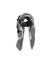 TRACERY: Scarf with an black and grey floral photo print