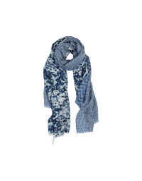 GLORIOUS: Scarf in panels of blue complementary prints
