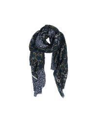 ABUNDANT: Sciarpa con doppia stampa florale blu navy