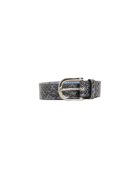 ALLEGIANCE: Pale blue narrow belt in snakeskin