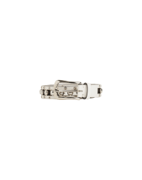 HOOK UP: Ivory leather belt with silver metal dome decoration