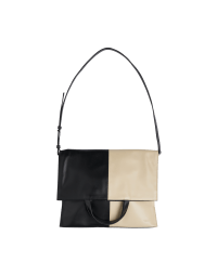 VIRTUAL: Black and white fold-over sack bag