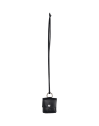 ACCOMPLICE: Black leather coin purse with lather neck strap