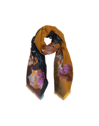 ARTFUL: Silk modal scarf with orange and navy 