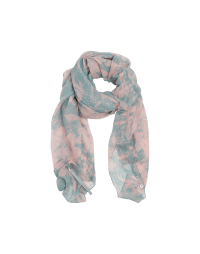 SEDUCTIVE: Aqua on pink floral printed silk scarf