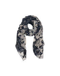 SEDUCTIVE: Navy and ivory floral printed silk scarf