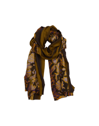 TIDINGS: Silk scarf in stylised floral and stripe