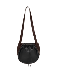 ENCOUNTER: Black and brown bag with drawstring closure