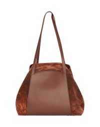 ACCESSORI: Copper shopper bag in flocked denim and leather