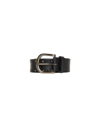 PINPOINT: Black belt with decorative studs and punched holes