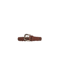 MISCHIEF: Brown long skinny plaited leather belt