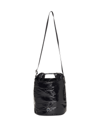 BRIGHTEN UP : Bucket bag in soft black ‘patent’ nylon