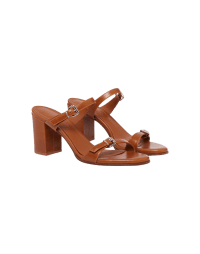 UP-RISING: High heel sandals in tan leather