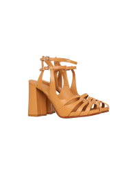 WONDERMENT: High heel sandals in fine beige leather