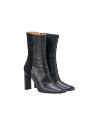 PARTICULAR: High heel ankle boot in black leather and suede