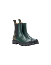 SMIRK: Green pull-on ankle boot with commando sole