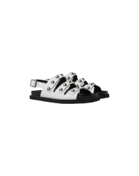 MAZE: Ivory sandals with silver domed stud decoration