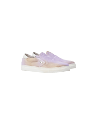 OFFBEAT: Slip-on plimsol style shoe in faded pink and lilac shade