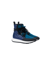 DRIFTER: Blue and teal wedge sole high top sneakers