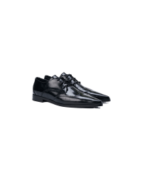 VIRTUOSITY: Black winklepicker style lace-up shoes