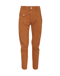 IN-MOTION: Pantaloni affusolati in twill tecnico marrone