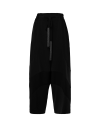 DIVERGE: Pantaloni in raso tecnico e cintura con nappine