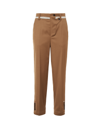 DECLARE: Deconstructed straight leg pants in tan