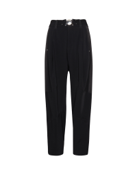 BRIGANT: Soft draping pants in black tech crepe and satin