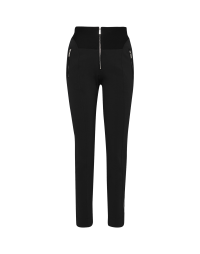 MINIMALIST: Black pant in tech jersey with white floral overprint down one leg