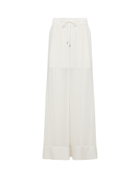 FLATTER: Palazzo pants in ivory tech georgette