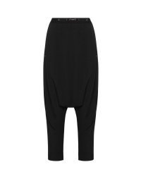 SKIRMISH: Sarouel-style pants in black tech satin