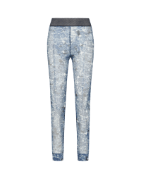 HALT: Tech tulle leggings with ivory, navy and blue floral print