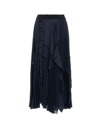 FANTASTIC: Multi-panel skirt in pleated technical satin, georgette and ribbon lace