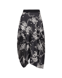 RESONATE: Multi panel skirt in black and white printed tech satin