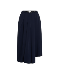 METEOR: Navy pull-on skirt with asymmetric wrap