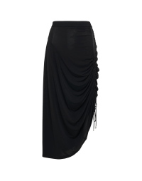 SCRUNCH UP: Black jersey crêpe skirt with drawstrings at the side
