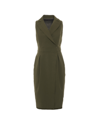 TURNOUT: Olive green sleeveless coat-dress