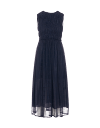 INTRIGUING: Sleeveless dress in navy tech tulle