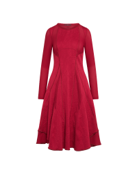 HYPNOTISE: Flared dress in panels of jacquard and sports red jersey