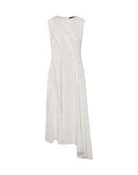 EMOTION: Ivory sleeveless multi-panel spiral construction dress