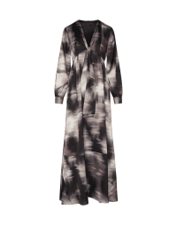 TRANSCEND: Empire maxi-dress in printed tech satin