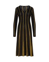 PEACEFUL: Black and gold striped knitted dress