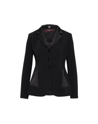 NOTICE: Multi panel tailored jacket in black tech caddy and satin