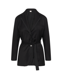 TALENT: Belted jacket in black tech twill