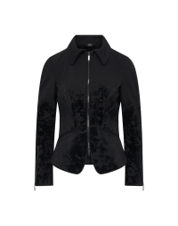KEYNOTE: Black fitted zip front jacket