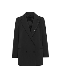 CREDIBLE: Black double-breasted blazer with metal decorations