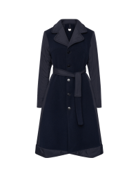 DECADENT: Reversible coat in navy technical wool and nylon