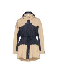 ENDEAVOUR: Two-tone and texture parka with double layer skirt