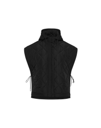 ON THE BRINK: Black tabard-style gilet in quilted nylon