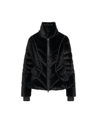 OPEN AIR: Short, fitted down jacket in water repellent velvet, black